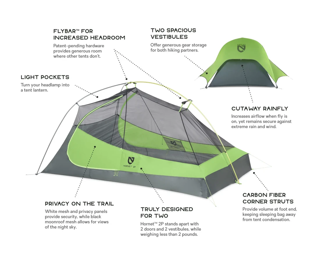 Brand new ⭐ Tents & Shelters NEMO Hornet 2P Ultralight Backpacking Tent 🎉 8 Tents & Shelters NEMO Hornet 2P Ultralight Backpacking Tent