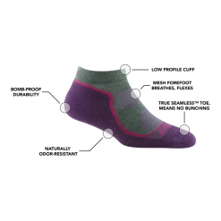 Buy ✨ Darn Tough Women's Light Hiker No Show Lightweight Hiking Sock Socks 🧨 7 Darn Tough Women's Light Hiker No Show Lightweight Hiking Sock Socks